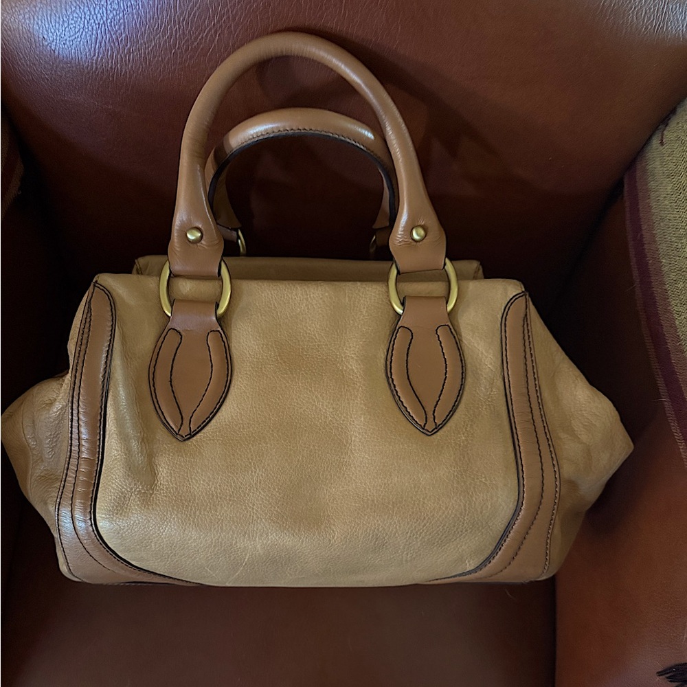 Elegant Tan Leather Handbag by Kate Landry